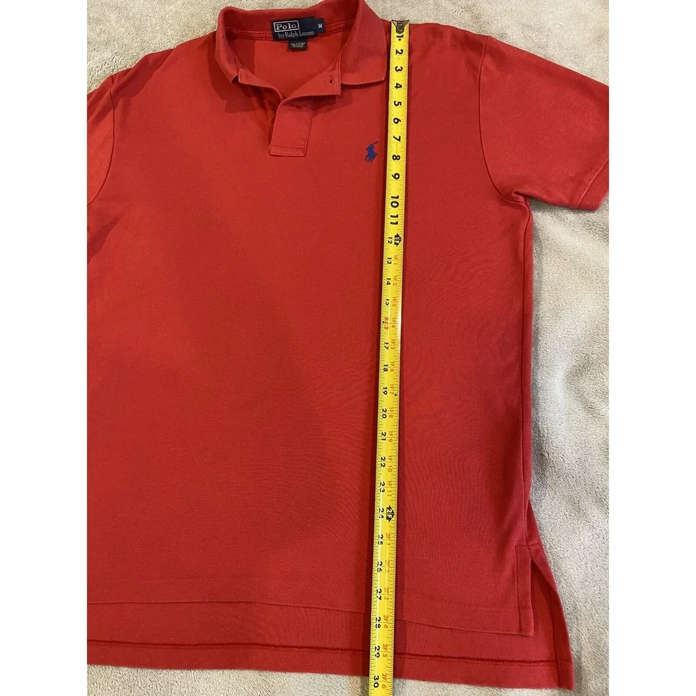 Mens Polo‎ Ralph Lauren Shirt Medium Red Blue Pony Logo Golf Cotton Soft M